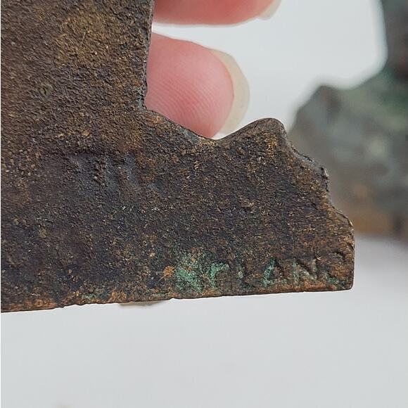 Vintage‎ English Galleons Bronze Heavy Metal Pair of Signed Bookends - Picture 7 of 11